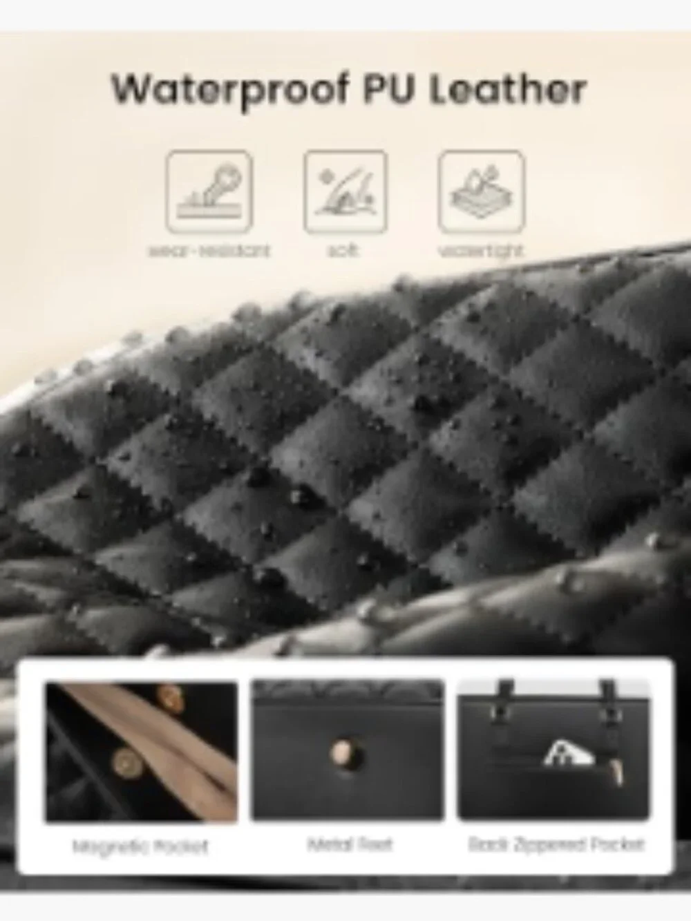 LOVEVOOK 15.6 Inch Laptop Tote Bag Women PU Leather Quilted Computer Briefcase
